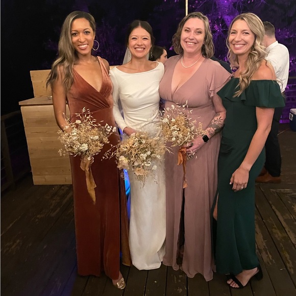 JENNY YOO DEVON DRESS VELVET- ENGLISH ROSE, SIZE:4 - Picture 6 of 6